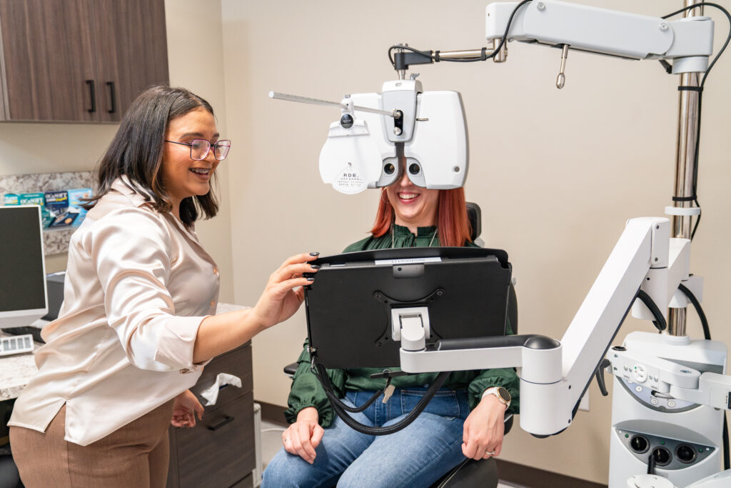 Advanced pre-testing during an eye health visit at Sweet View Optical Studio