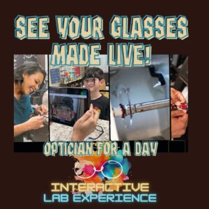 Licensed optician edging high-index lenses for boutique eyewear Sugar Hill clients